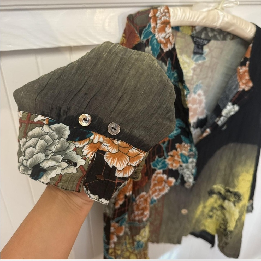 Floral Citron Button Down Layer - image 3